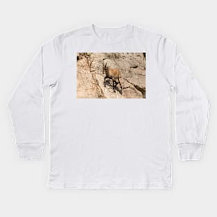 Ibex on a cliff Kids Long Sleeve T-Shirt